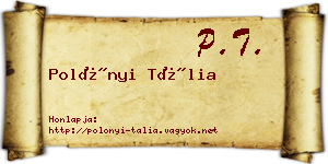 Polónyi Tália névjegykártya